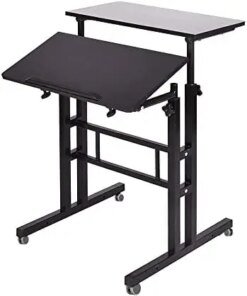 Standing DeskAdjustable Height, Roling Sit-Stand Desk, Small Standing Computer Desk Workstation on Wheels, Sit Stand Up Desk for