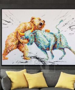 Stock Exchange Painting Modern Abstract Canvas Painting Bull Large Abstract Painting | UNSTABLE MARKET