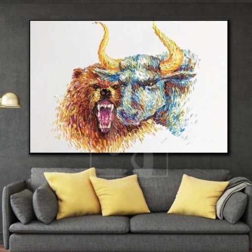 Buy Stock Market Painting Bull Painting Bear Painting Stock Trader Art Animal Painting | SENSE OF BENEFIT online shopping cheap