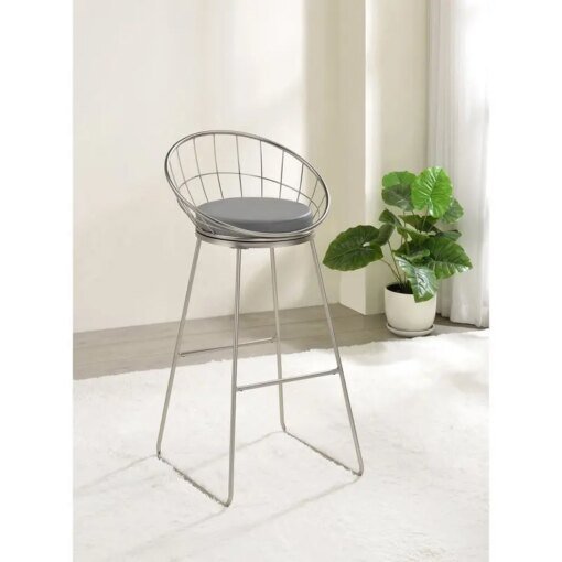 Buy Stools Grey and Satin Nickel (Set of 2) online shopping cheap