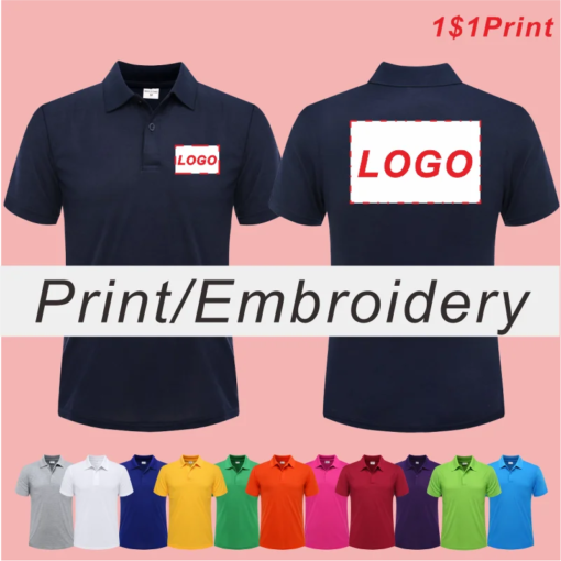 Buy Summer Causal Polo Shirt Custom Logo Printed Text Picture Brand Embroidery Personal Design Breathable Men And Women Tops 2023 online shopping cheap