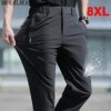 Buy Summer Cool Pants Men Ice Silk Pants Stretch Breathable Straight Leg Pant Plus Szie 8XL Quick Dry Elastic Waist Trousers Slim online shopping cheap