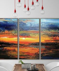 Sunset Paintings Abstract Ocean Paintings On Canvas Sets Of Paintings Contemporary Art Original Large Art | HEAVENLY FIRE