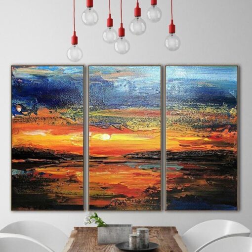 Buy Sunset Paintings Abstract Ocean Paintings On Canvas Sets Of Paintings Contemporary Art Original Large Art | HEAVENLY FIRE online shopping cheap
