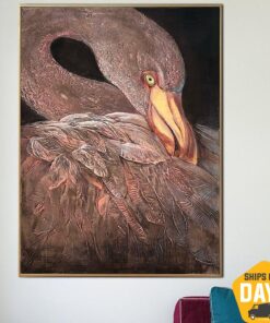 Swan Large Acrylic Painting Bird Oil Painting on Canvas Modern Art Contemporary Art Canvas Modern Over The Fire Place Living Room | FLAMINGO 40"x30"
