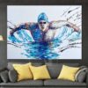 Buy Swimmer Abstract Painting Original Swimmer Abstract Art Abstract Swimmer Artwork | INTENSE TRAINING online shopping cheap