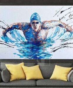 Swimmer Abstract Painting Original Swimmer Abstract Art Abstract Swimmer Artwork | INTENSE TRAINING