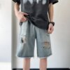 Buy TFETTERS Brand 2023 Fashion Mens Jeans Shorts Frayed Ripped Mid Rise Splash Ink Mans Denim Shorts Baggy Popular Men Pants Summer online shopping cheap