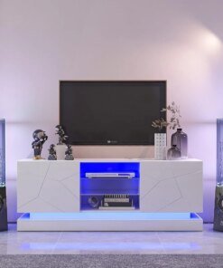 TV Stand, Glossy Lacquered Modern Entertainment Center for 60/65/70 Inch TV Television Stands