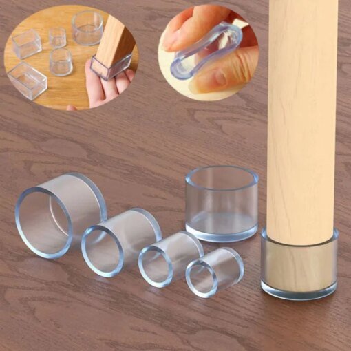 Buy Transparent Chair Leg Caps Rubber Feet Protector Pad Furniture Table Covers Socks Plugs Cover Furniture Leveling Feet Home Decor online shopping cheap