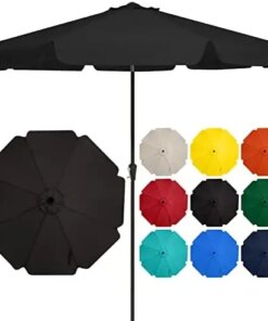 Umbrellas Outdoor Large Market Umbrella With Push Button Tilt and Crank System 8 Sturdy Ribs UV Protection Waterproof Sunproof