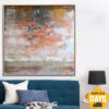 Buy Unstretched Extra Large Abstract Orange Acrylic Paintings On Canvas Modern Minimalist Art Original Textured Art | SCALE 60"x60" online shopping cheap