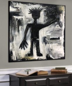 Urban Style Wall Art Original Black And White Abstract Painting Figurative Modern Fine Art Contemporary Wall Decor | HELLO