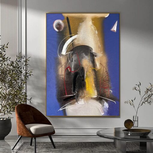 Buy Wall Hanging Abstract Acrylic Painting Original Artwork on Blue Handmade Decor for Living Room | NIGHT FLY online shopping cheap