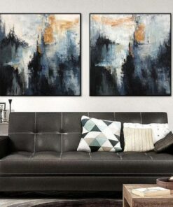 Wall Large Canvas Art Hand Art Modern Wall Art Set Of 2 Colorful Wall Art Abstract Landscape Paintings On Canvas Laundry Wall Decor | MOUNTAINS
