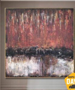 Wall Large Canvas Art Hand Art Oil Painting Abstract Red Wall Art Oil | FIRE 60"x60"