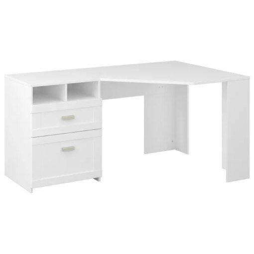 Buy Wheaton 60" W Reversible Corner Computer Desk with Storage in Pure White online shopping cheap