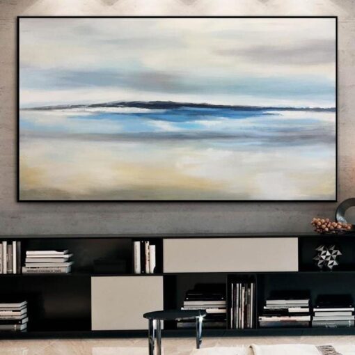Buy White Painting Blue Painting Abstract Acrylic Painting On Canvas | PIECE OF PARADISE online shopping cheap