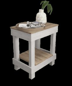 Wood Slim End Table, Natural/White
