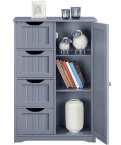 Wooden Bathroom Cabinet Bathroom Storage Unit with 4 Drawers, Gray