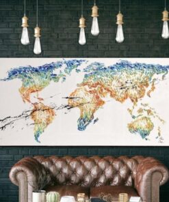 World map canvas Abstract canvas art oil World map wall art | GEOGRAPHY LESSON