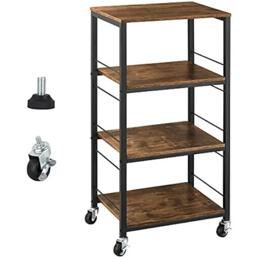 Buy YBING Kitchen Island Cart Utility on Wheels Rolling Cart with Storage Organizer 4-Tier Farmhouse Serving Cart Stand with Wood online shopping cheap