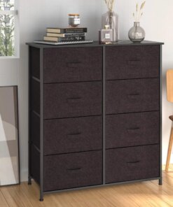 YITAHOME Fabric Dresser 8 Drawers Storage Unit for Closets, Metal Frame, Expresso Brown