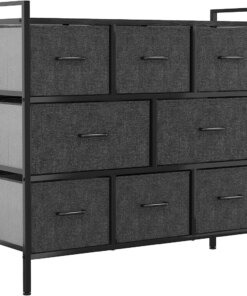 YITAHOME Fabric Dresser with 8 Drawers – Furniture Storage Tower Unit for Bedroom, Hallway, Office Organization,Black Grey