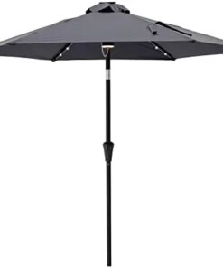 ft Outdoor Market Table Umbrella with Solar LED Lights and Tilt, Black
