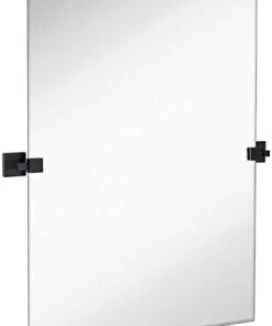 inch Pivot Mirror Including Brushed Gold Squared Brackets | Frameless Bathroom Mirror | Rectangular Adjustable & Tilting V