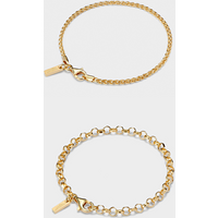 18K Diamond Cut Belcher Bracelet + 18K Rope Bracelet