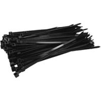 200mm x 4.8mm Black Releasable Cable Ties – 100 Pack