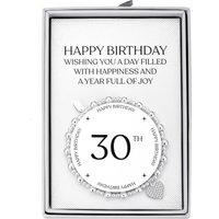 30th Birthday Heart Charm Stretch Bracelet with Quote Gift Box