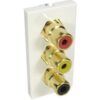 3x Phono Red / Black / Yellow Faceplate Module Euromod Wall Plate Module buy online shopping cheap sale