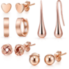 5 Pairs of Rose Gold Plated Earrings buy online shopping cheap sale