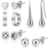 5 Pairs of Silver Plated Earrings buy online shopping cheap sale