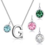 Birthstone Initial Necklace Letter G Created with Zircondia® Crystals