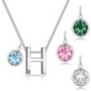 Initial H Necklace with Birthstone Charm Created with Zircondia® Crystals buy online shopping cheap sale