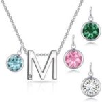 Initial M Necklace with Birthstone Charm Created with Zircondia® Crystals Initial M Necklace with Birthstone Charm Created with Zircondia® Crystals