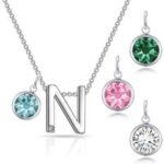 Birthstone Initial Necklace Letter N Created with Zircondia® Crystals Birthstone Initial Necklace Letter N Created with Zircondia® Crystals