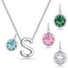 Initial S Necklace with Birthstone Charm Created with Zircondia® Crystals buy online shopping cheap sale