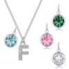 Pave Initial F Necklace with Birthstone Charm Created with Zircondia® Crystals buy online shopping cheap sale