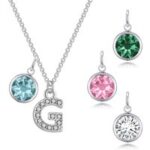 Pave Initial G Necklace with Birthstone Charm Created with Zircondia® Crystals