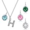 Pave Initial H Necklace with Birthstone Charm Created with Zircondia® Crystals buy online shopping cheap sale