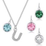Birthstone Pave Initial Necklace Letter U Created with Zircondia® Crystals