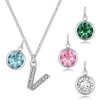 Pave Initial V Necklace with Birthstone Charm Created with Zircondia® Crystals buy online shopping cheap sale