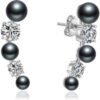 Black Pearl Climber Earrings Created with Zircondia® Crystals buy online shopping cheap sale