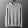Buy 100% Cashmere Knitted Pullover Winter Autumn Men Sweaters POLO Collar Full Sleeve Jumpers Solid Color Male Clothes online shopping cheap
