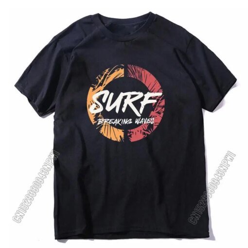 Buy 100% Cotton Surf Print Men T Shirt Casual Loose Big Size Surf Men Tshirt Cool Crew Neck T-Shirt Male Men Tee Shirts online shopping cheap