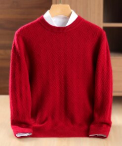 100% Pure Wool Knitting Pullovers Men Sweaters 6Colors Winter Oneck Full Sleeve Solid-color Jumpers Male Warm Knitwear YL01